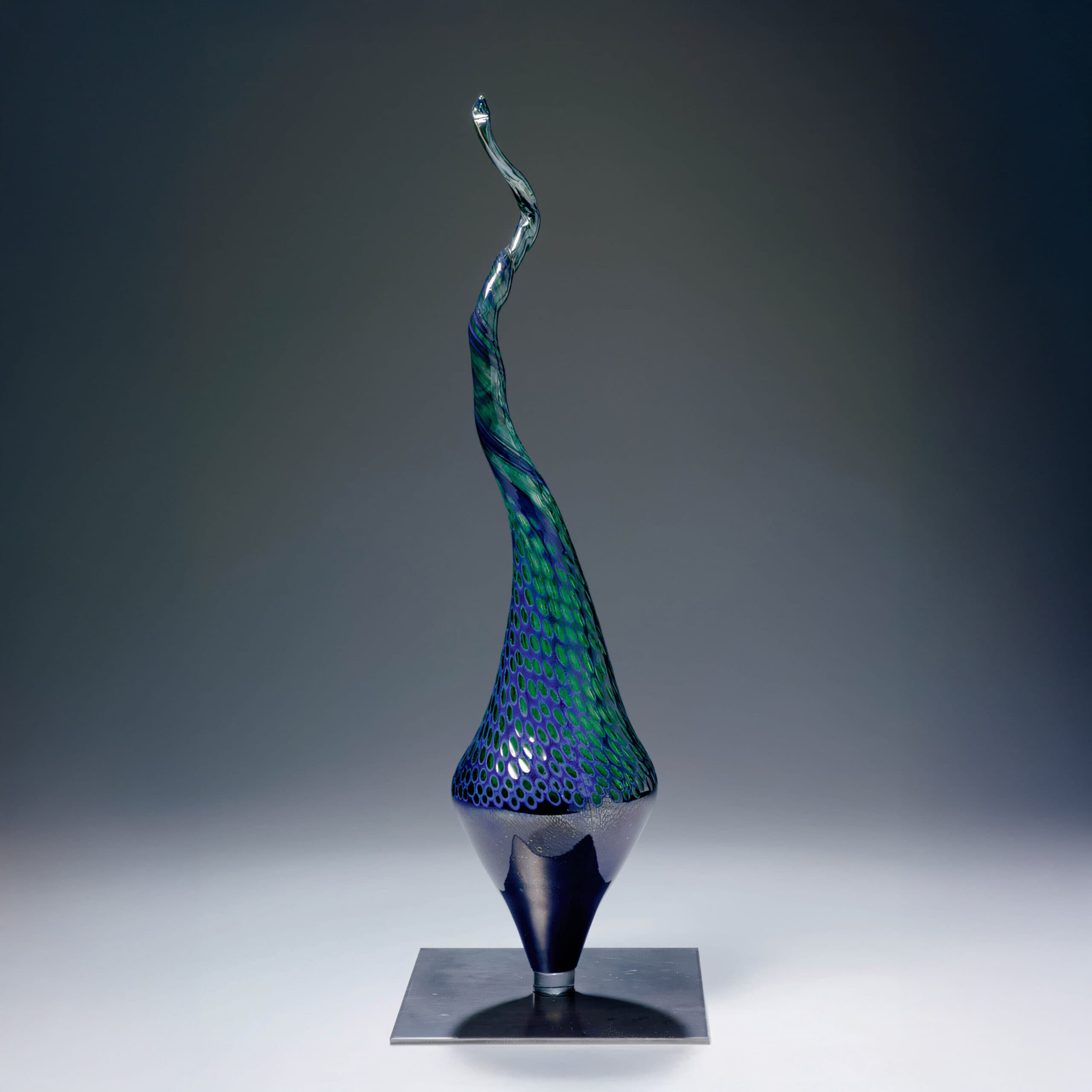 Sculpture en verre bleu-vert